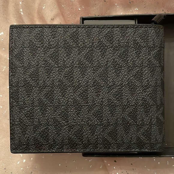 Brand New Michael Kors Black Slim Billfold Men's Wallet w/ Money Clip Box Set - Picture 5 of 14